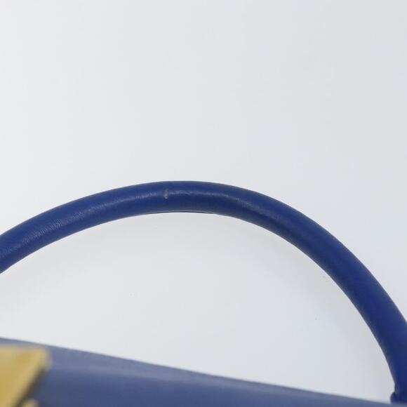 CELINE Trapeze Small Hand Bag Leather Blue Gold - Picture 8 of 13